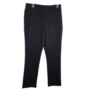 Denim & Co Womens Ponte Smooth Waist Pull On Pants Straight Leg Black Size Small